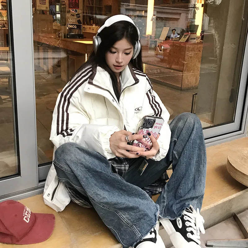 Wear Down Cotton Jacket Female 2024 New Winter Thickened Korean Loose Small Students Cotton-Padded Jacket - Image 2