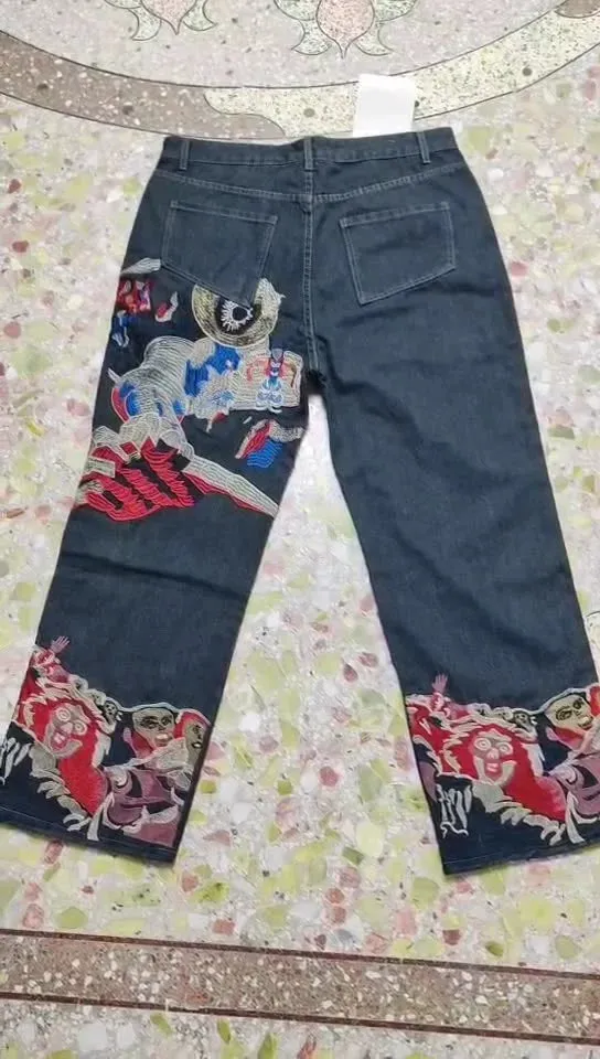 Znbbw Y2K Jeans Street Clothing Original Hip-Hop Vintage Neo-Gothic Baggy Jeans - Image 12