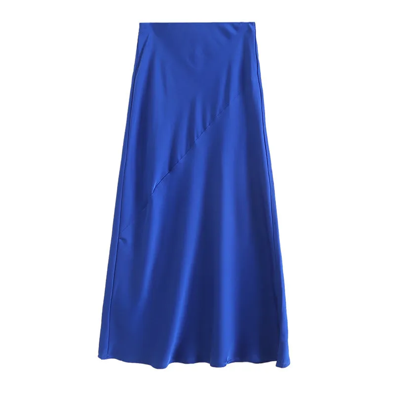 Znbbw And Winter New Slim Version Satin Long Solid Color Half Skirt - Image 6