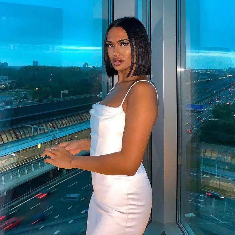 Znbbw Women's Wear Winter Sexy Temperament Waist Show Slim Long Skirt Knitted Square Collar Sling Dress - Image 4