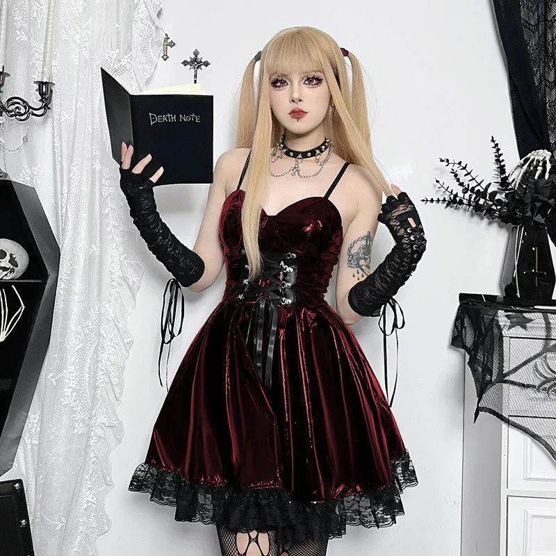 Znbbw Autumn New Sexy Halter Dress Dark Death Note Leather Strap A Pendulum Dress For Women
