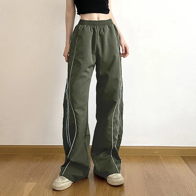 Fashionable Winter New 2025 Women's Wear High Waist, Thin, Loose, Casual Color Stripe Design Woven Trousers - Image 3