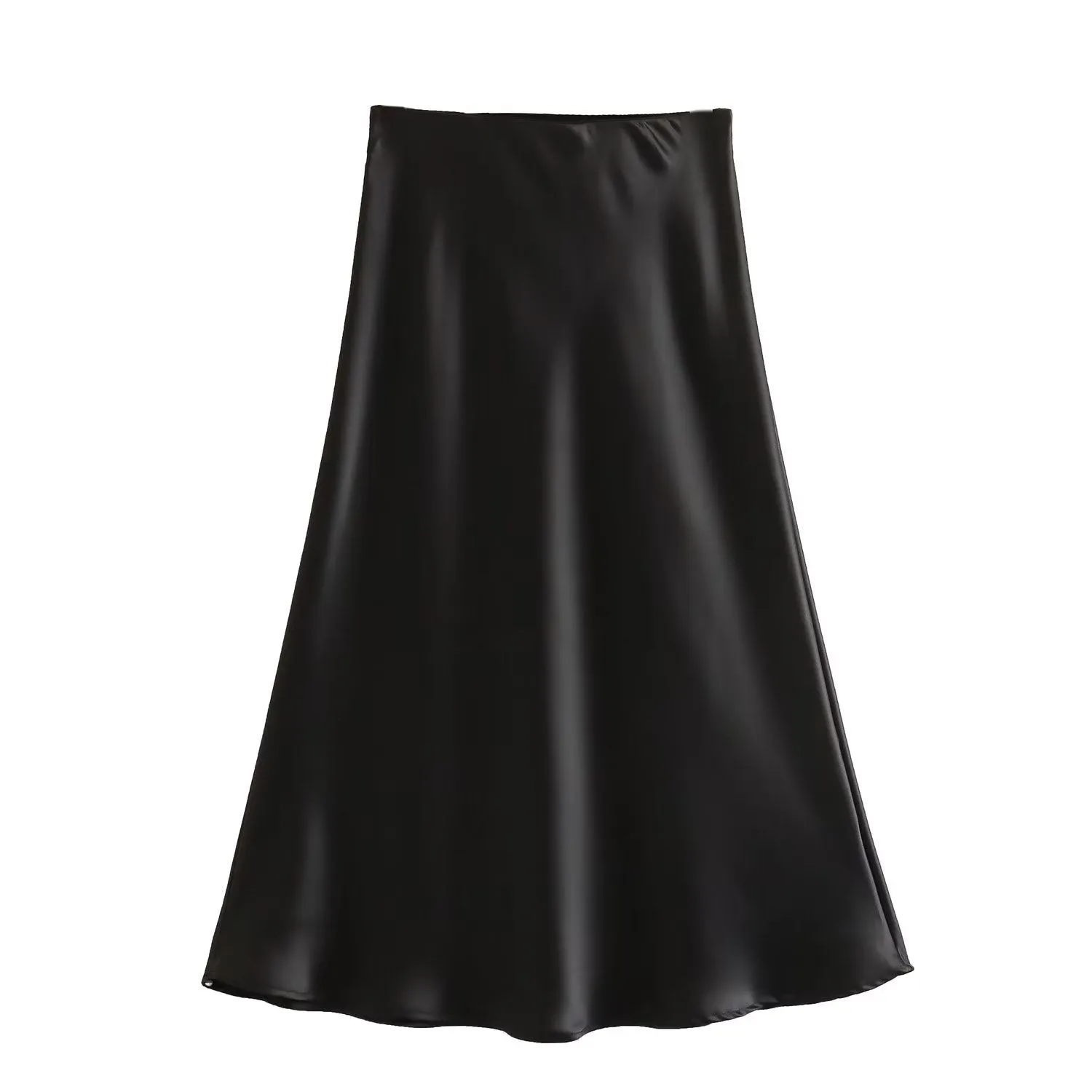 Znbbw 2024 New Elastic Waistline Simple Full-Color Satin Full-Length Skirt - Image 5