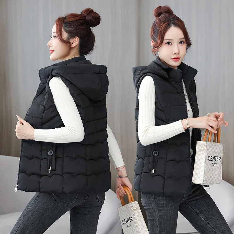 2024 Autumn Winter Down Cotton Vest Short Korean Version Slim Slim Vest Vest Outside The Vest - Image 3
