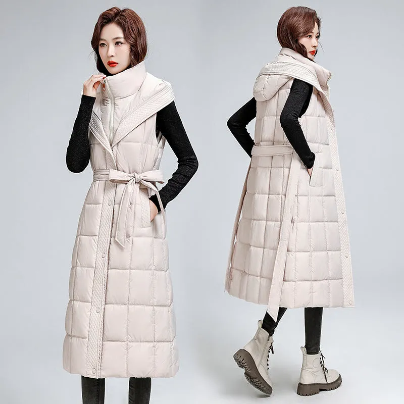 Year Popular Down Cotton Jacket Vest Vest Jacket In Long Waist Show Thin Horse Jacket Female Autumn And Winter - Image 2