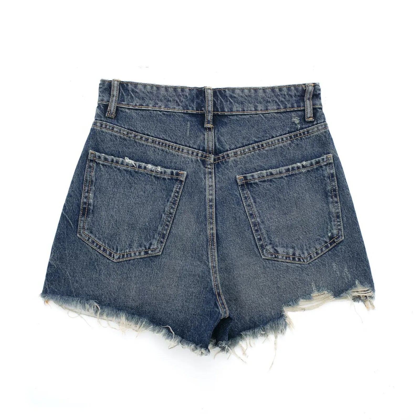 Znbbw Spring Style High-Waisted Denim Shorts Decorated With Holes 2569073