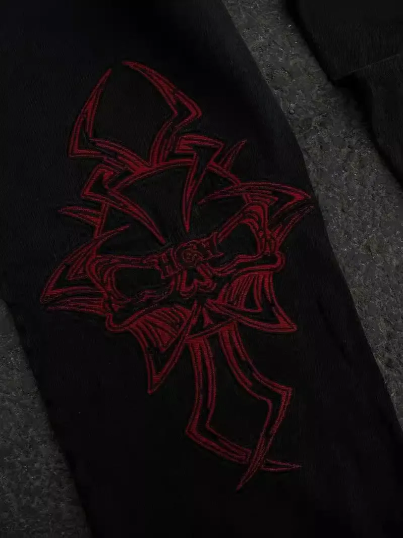 Znbbw Year Y2K Jeans Men's Wear Hip-Hop Retro Skull Water Washed Loose Jeans Casual Wide-Legged Pants - Image 6