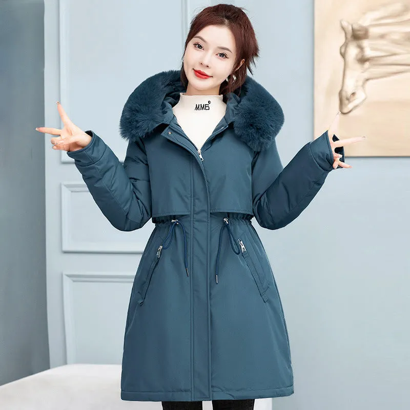 To Overcome The Female Long Korean Version Loose Cotton-Padded Clothes 2024 New Winter Add Velvet Add Thick Waist Cotton Coat Tide - Image 5