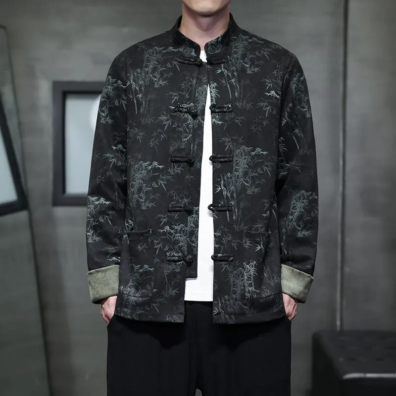 Spring And Autumn Chinese Style Men's Deer Skin Velvet Trend Retro Chinese Casual All-Match Tang Hanfu Jacket Jacket - Image 6