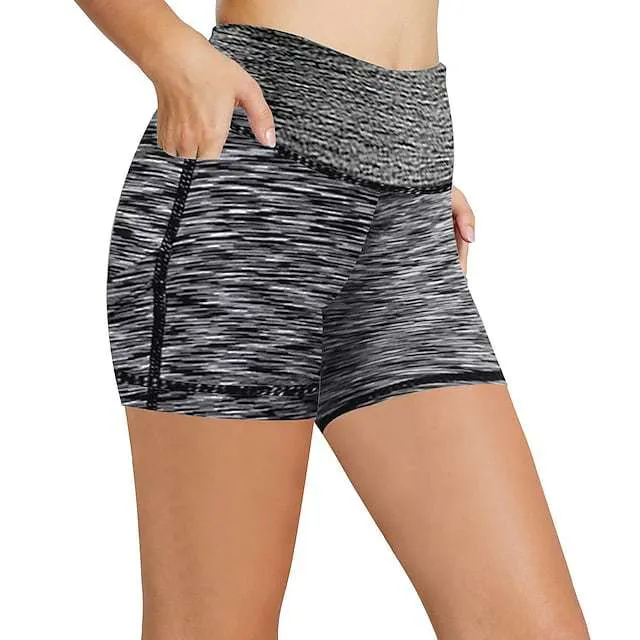 Znbbw Yoga Pants Pocket High Waist Elasticity Pure Color Breathable Exercise Running Training Fitness Shorts - Image 3