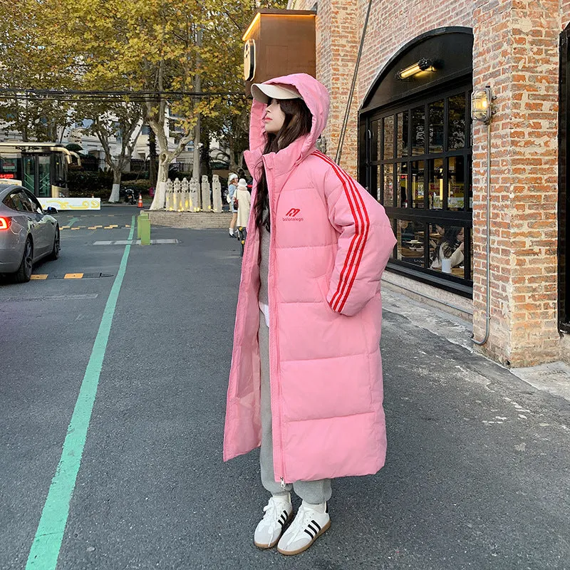 Long Down Cotton-Padded Clothes Women Winter New Knee Students Loose Large Size Plus Thick Cotton-Padded Jacket Coat Bread Clothes - Image 5