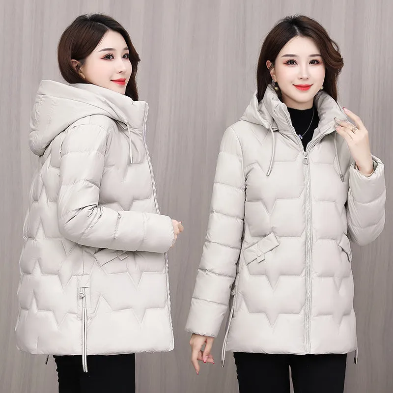 Down Cotton-Padded Jacket Female Long Warm Cotton-Padded Jacket 2024 New Korean Version Fashion Pure Color - Image 5