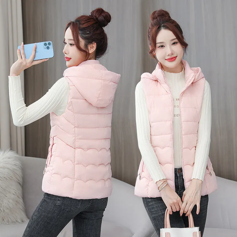 2024 Autumn Winter Down Cotton Vest Short Korean Version Slim Slim Vest Vest Outside The Vest - Image 6