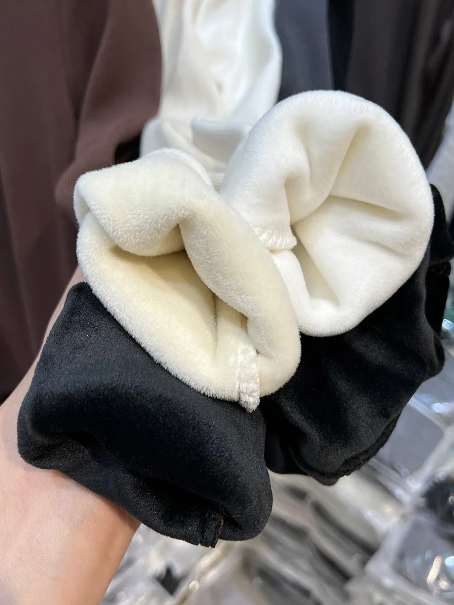 Znbbw Plush Underwear With White Bottomed T-Shirt With Low Round Neck And Long Sleeves In Autumn And Winter Integrated Velvet Warm Blouse - Image 6