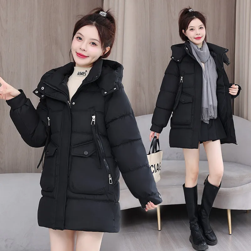 Clothes Female In The Long Style 2024 New Korean Version Loose Large Size Thick Down Cotton-Padded Jacket Foreign Style High-Grade All-Match Cotton-Padded Clothes - Image 3