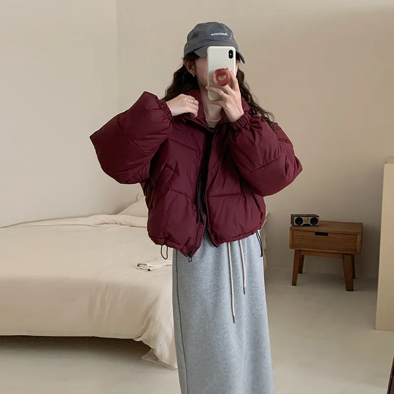 Korea Exports Cotton Clothing Women's Winter 2024 New Style Short Stand Collar Small Thick High Waist Bread Clothing - Image 3