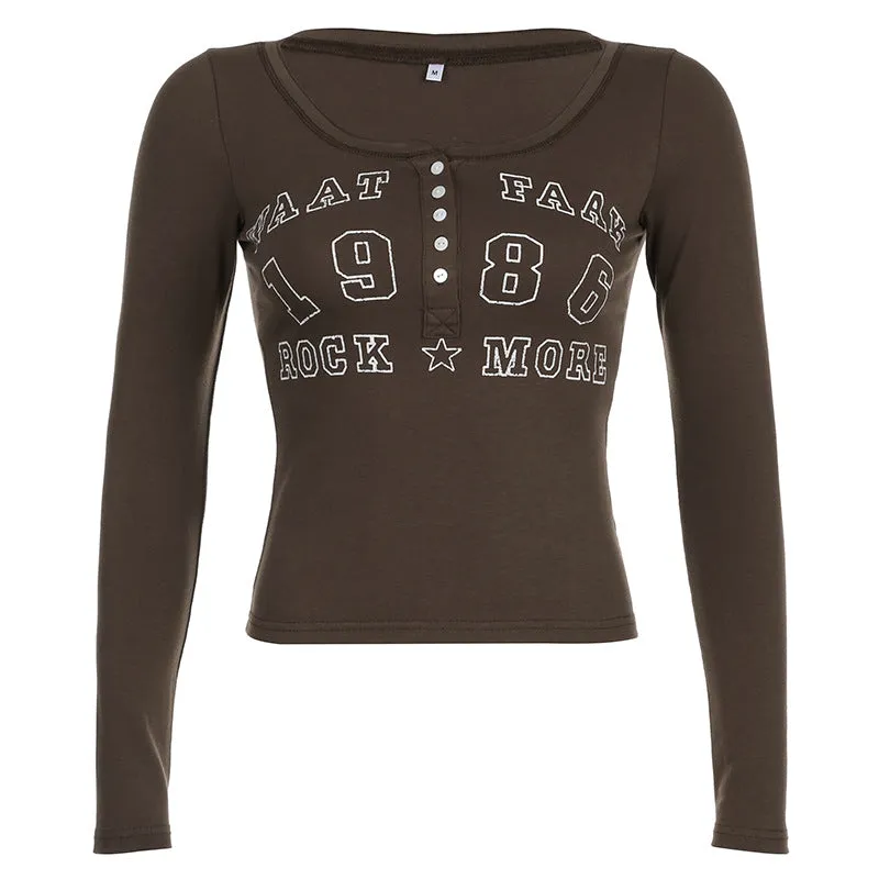 Characteristic Breasted Splicing Digital Printing Slim Long-Sleeved Casual T-Shirt Spring / Summer 2024 Style - Image 3