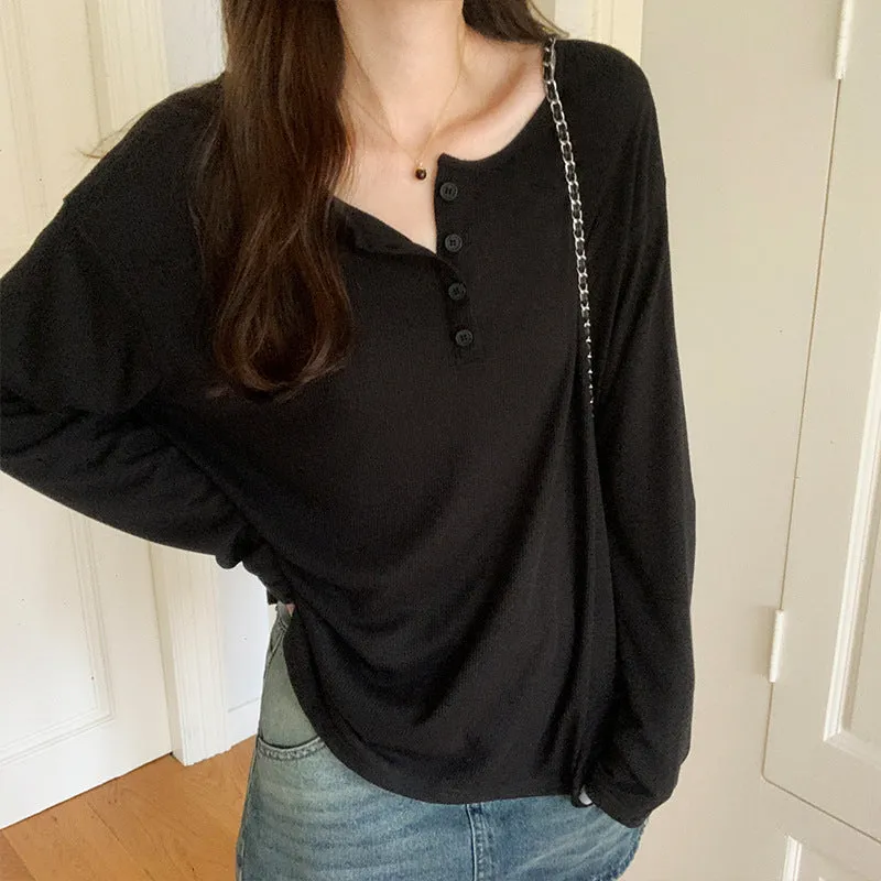 Znbbw Version Of Loose Casual Long-Sleeved Sweater Women's Autumn New Solid Color Lazy Style All-Inclusive Top