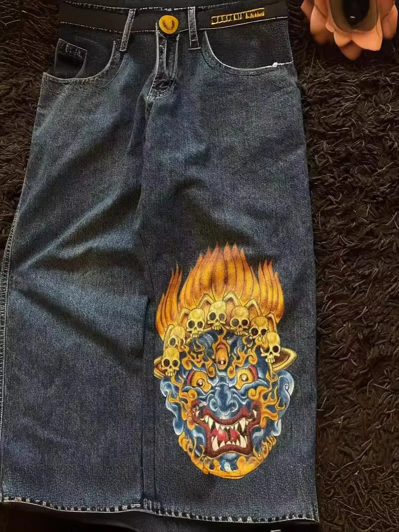 Znbbw Baggy Jeans Y2K Original Hip-Hop Vintage Pattern Jeans Street Men Rest - Image 14