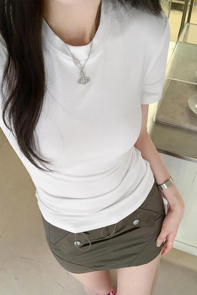 Vintage Round-Necked Short-Sleeved T-Shirt A New Summer Spicy Girl Looks Thin, Casual And Beautiful T-Shirt. - Image 9