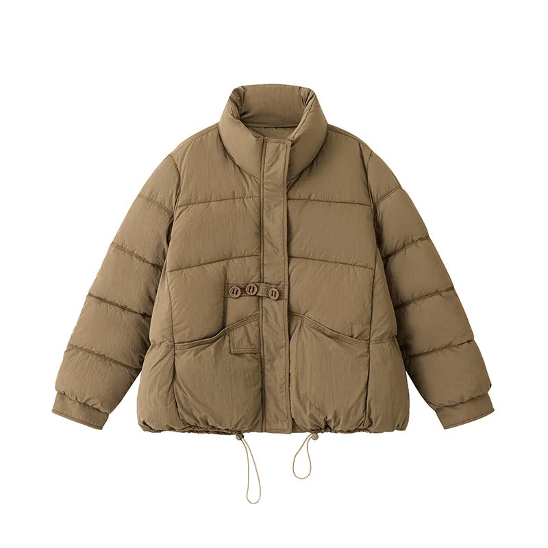 Money Three Button Cotton-Padded Clothes Show Thin Warm Coat Korean Version Leisure Autumn Winter Loose Fashion Versatile Small - Image 4