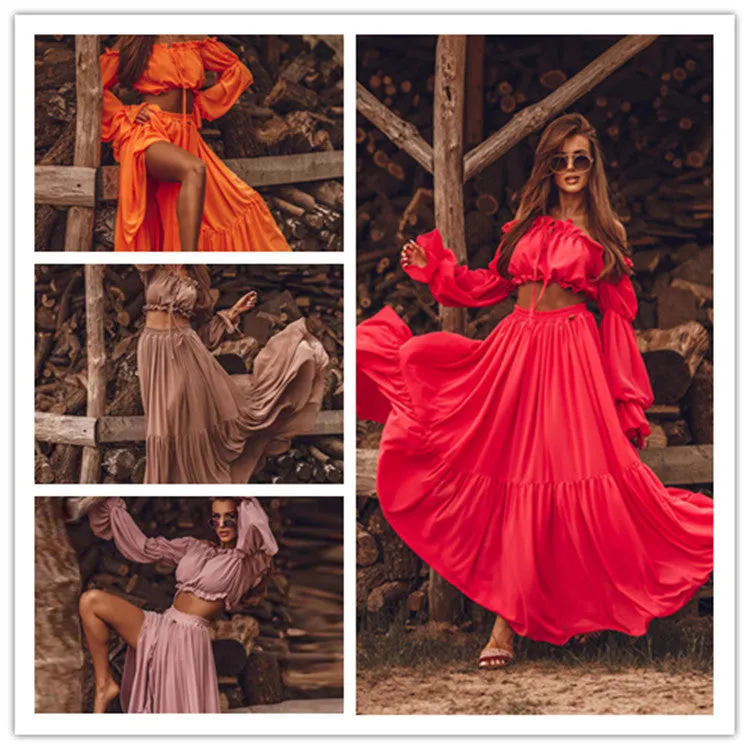 Znbbw Autumn And Winter New Sexy Navel Skirt Suit INS Leisure Style Belt Two-Piece Set - Image 7