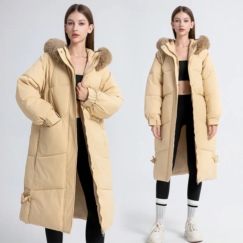 Cotton-Padded Jacket Female Long Over The Knee In 2024 New Winter Hot Style Thick Students Bread Clothes Cotton-Padded Jacket - Image 3