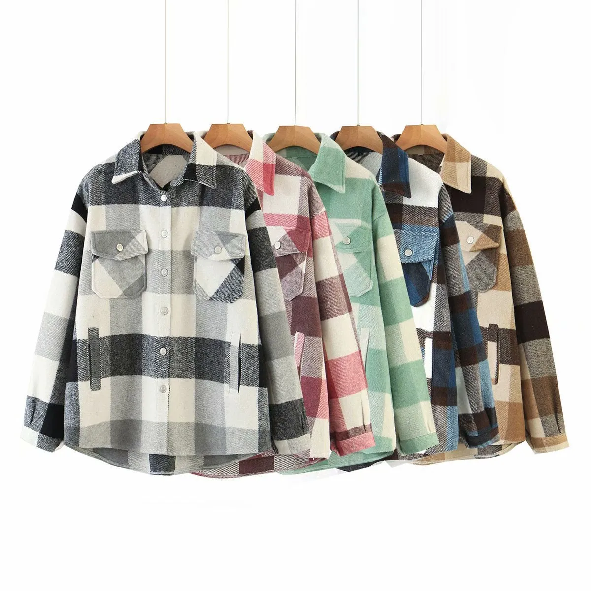 Znbbw Autumn Women's Wear Urban Leisure Woolen Plaid Shirt Jacket - Image 19