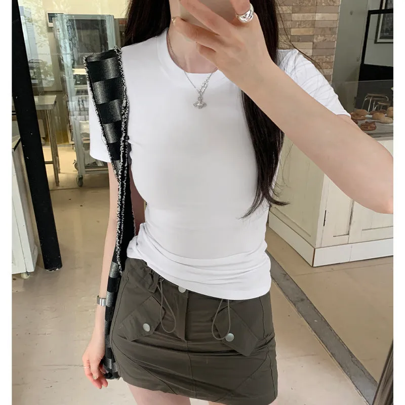 Vintage Round-Necked Short-Sleeved T-Shirt A New Summer Spicy Girl Looks Thin, Casual And Beautiful T-Shirt. - Image 8