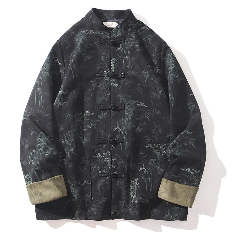 Spring And Autumn Chinese Style Men's Deer Skin Velvet Trend Retro Chinese Casual All-Match Tang Hanfu Jacket Jacket - Image 5