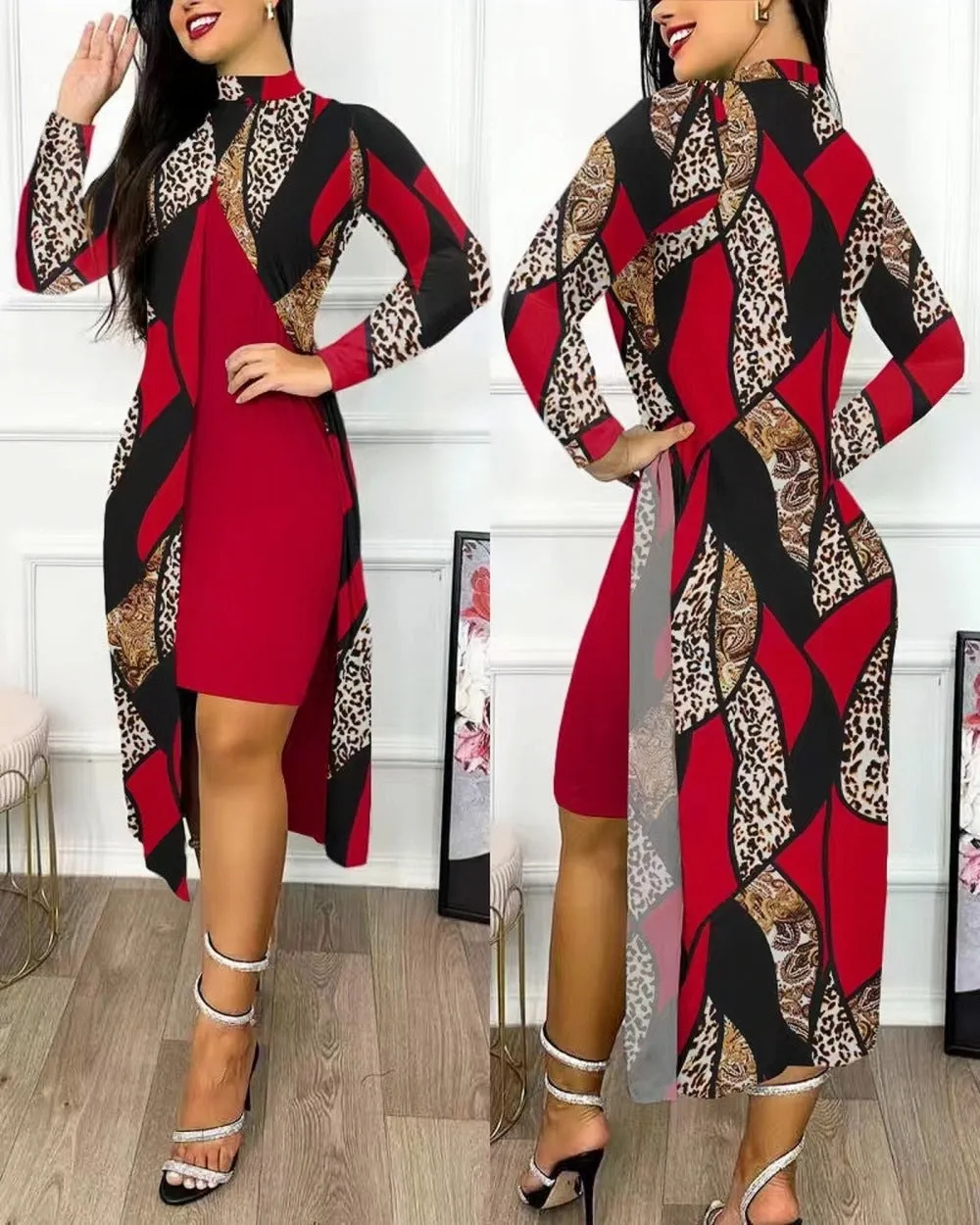 Znbbw New Women's Wear 2024 Fashion Split Printing 2-Piece Set