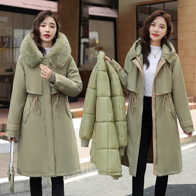 Dress Three Wear Detachable Pie To Overcome The New Down Cotton Clothes Waist Show Thin And Thick Cotton Coat - Image 5