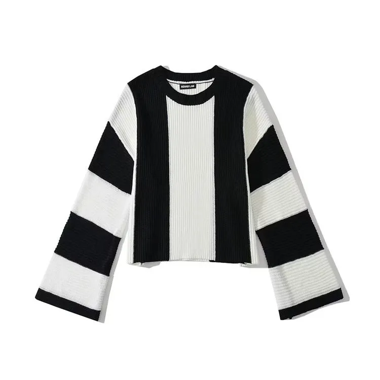 Znbbw And Winter New Women's Wear New Leisure Style Long-Sleeved Round-Neck Vertical Striped Casual Sweater - Image 2