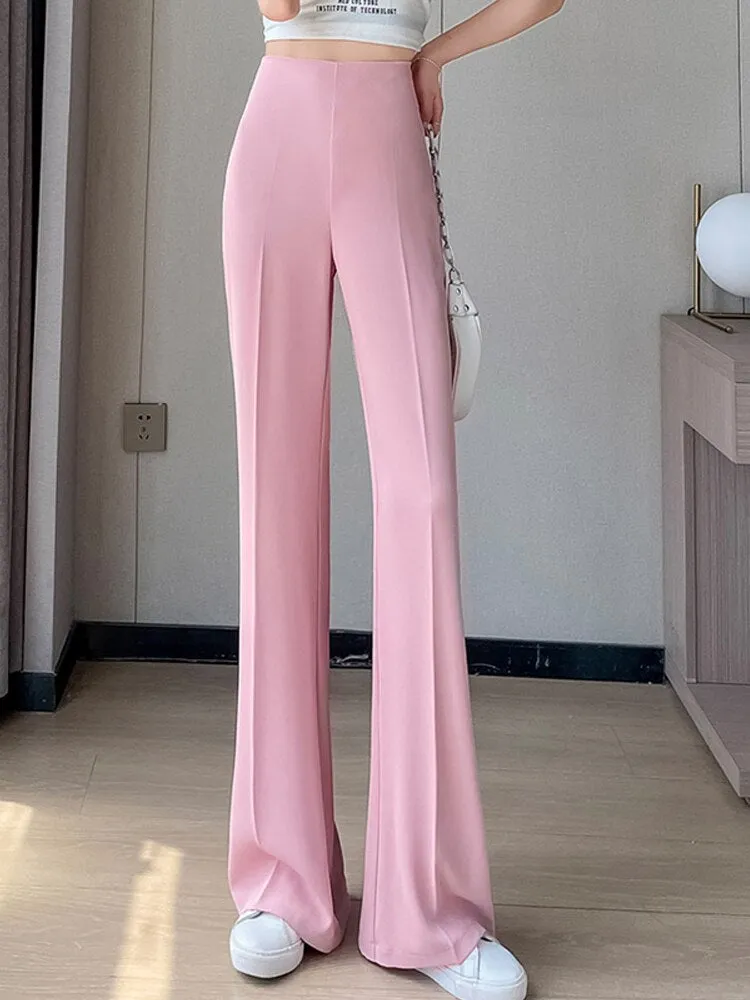 Znbbw 2023 Summer Thin Drape Ice Silk Pants Women Simplicity Straight Long Trousers Womens Office Lady Casual Suit Pants - Image 9
