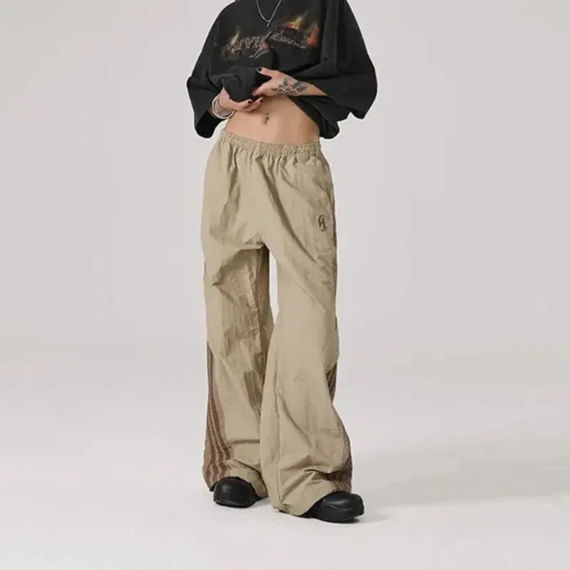 Znbbw Baggy Streetwear Cargo Pants Women Korean High Waist Striped Parachute Sweatpants Bf Oversize Hip Hop Wide Leg Trousers - Image 5