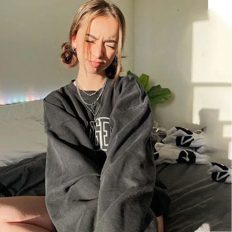 Znbbw Women Y2K Hoodies Hip Hop Letter Oversized Casual Streetwear Long Sleeve Pullover Vintage Autumn Winter Fashion Sweatshirts Tops - Image 3