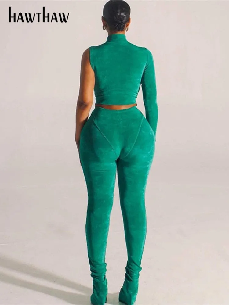 Znbbw Women Long Sleeve Crop Tops Long Pants Two Piece Sets Outfits Tracksuits 2023 Fall Clothing Wholesale Items For Business - Image 2