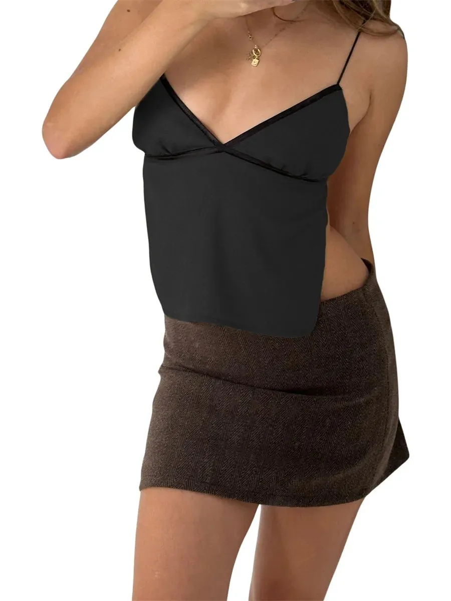 Znbbw Women Y2K Fairycore Grunge Backless Crop Top Vintage Sexy Tie Up Spaghetti Strap Camisole Summer Mini Vest E-Girl Streetwear - Image 8