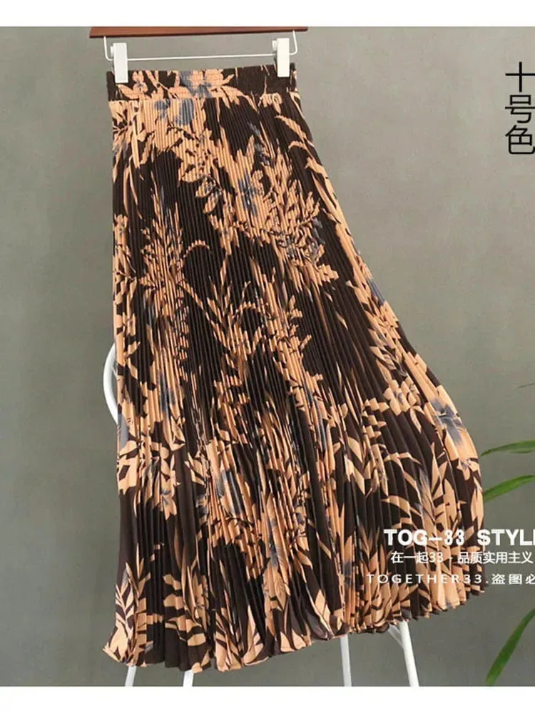Znbbw Women Spring Summer Skirt Fashion High End Printed Pleats with A New Style of Drape Western Style Organ Hem Skirt D5733 - Image 9