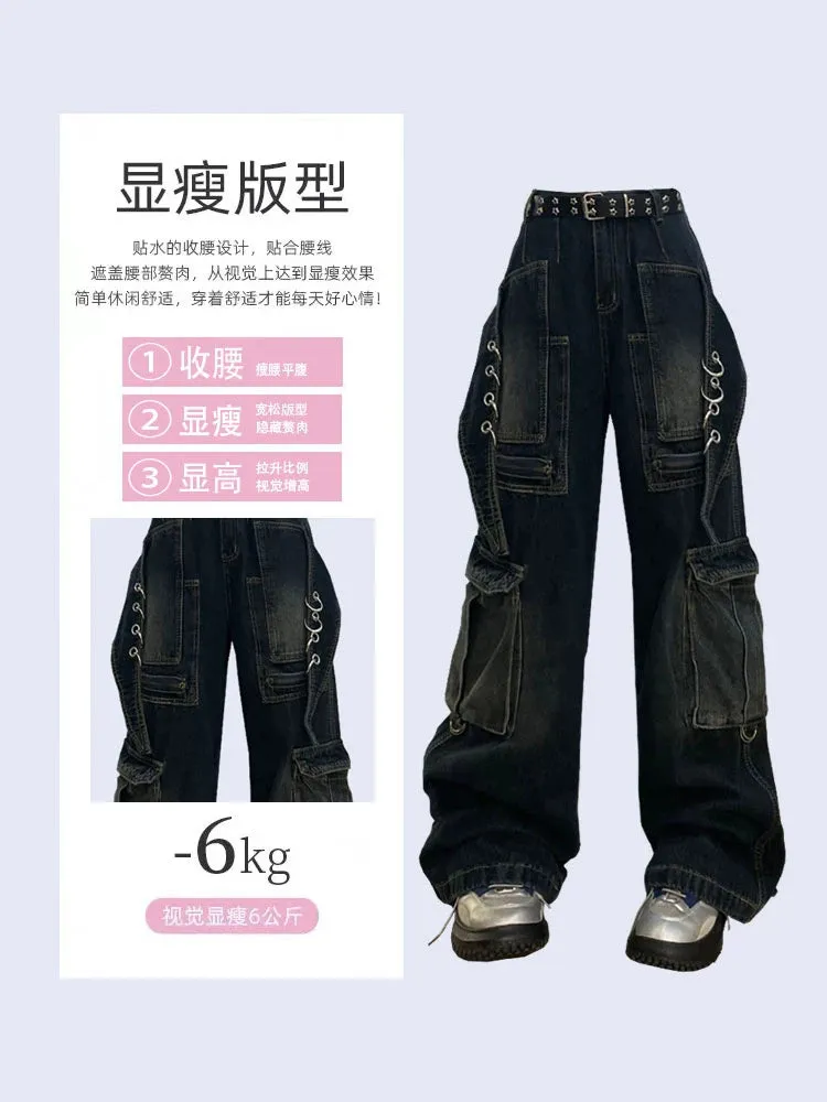 Znbbw Women's Cargo Jeans Baggy Harajuku Y2k Oversize 90s Aesthetic Streetwear Vintage Denim Trousers Jean Pants 2000s Trashy Clothes - Image 3