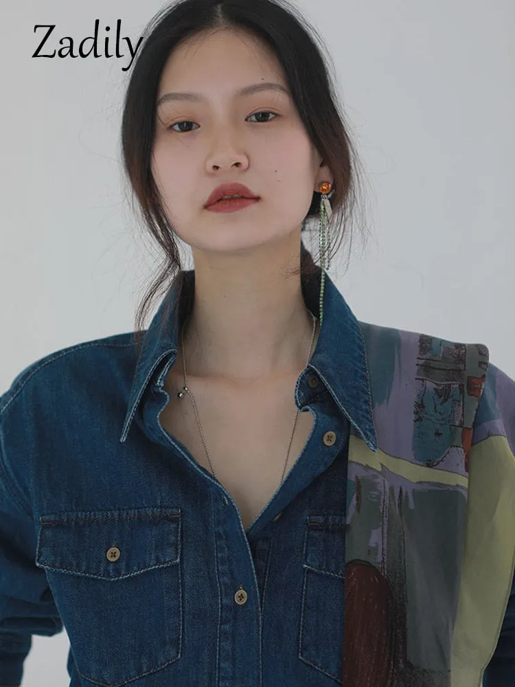 znbbw 2023 Autumn Fashion Street Style Long Sleeve Denim Shirt Women Casual Button Up Pocket Blouse Female Clothing Tops - Image 3