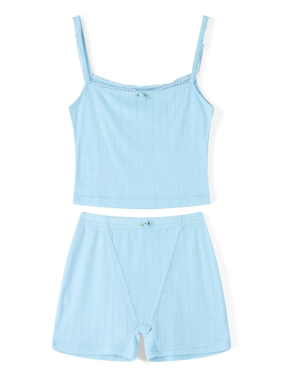 Znbbw Women Sweet 2 Piece Outfits Set y2k Grunge Fairycore Lace Trim Heart Sleeveless Spaghetti Strap Shorts Sets Summer - Image 6