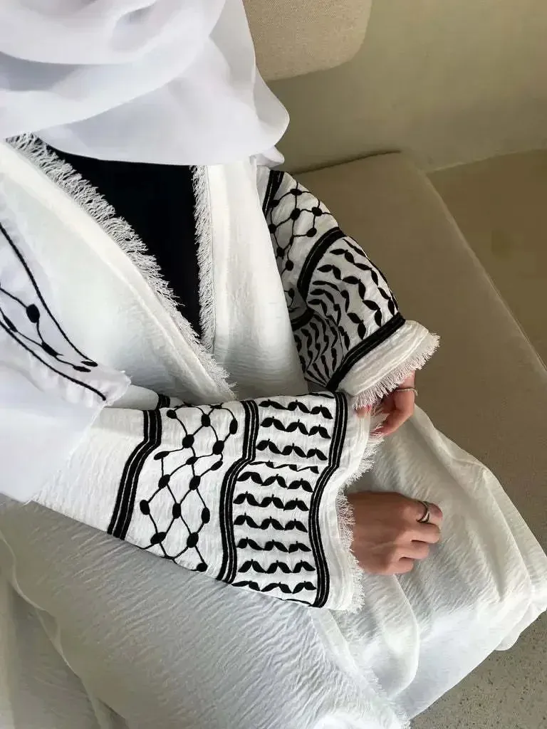 Znbbw Embroidery Kimono Oversized Muslim Robe Abaya Syari Female Full Length Taseel Muslim Abaya Worship Service Abayas Wy1969 - Image 5