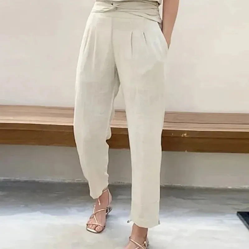 Znbbw 2 Piece Set Women Autumn Casual Solid V Neck Short Sleeve Pullover Top Loose With Pockets Pants Sets Loungwear For Female - Image 2