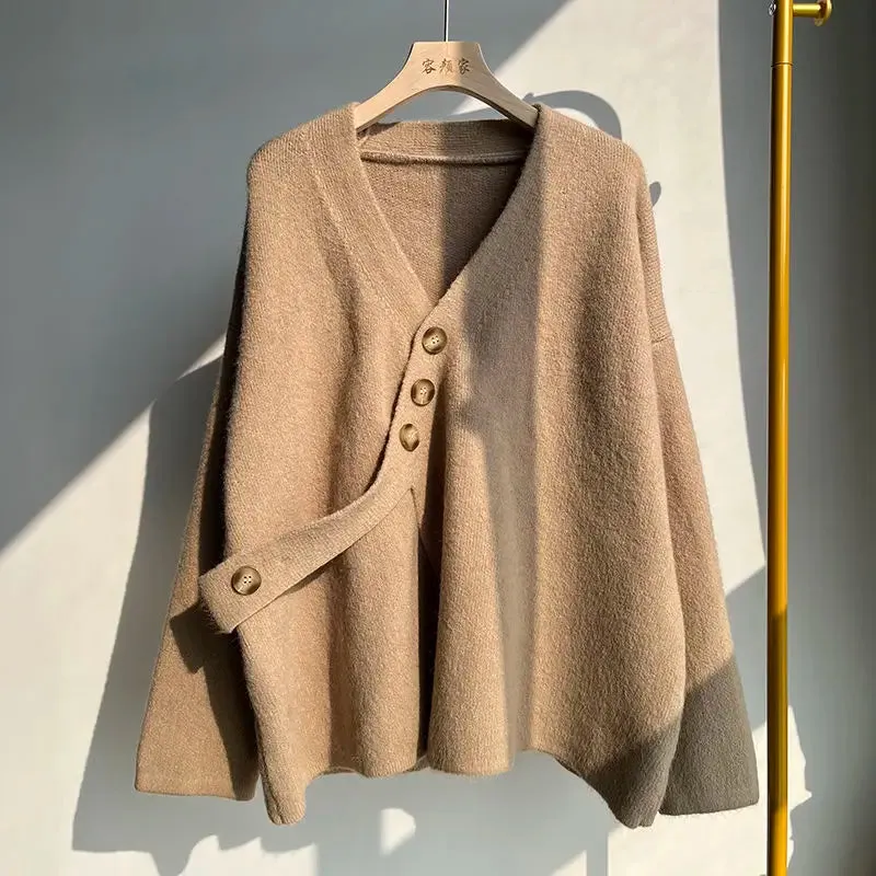 Znbbw women's jacket design small autumn winter high-quality soft loose long thick knit cardigan long sleeve sweater cardigan - Image 11