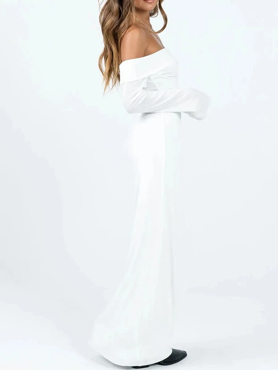 Znbbw Women Off Shoulder Bodycon Satin Dress Elegant Backless Spaghetti Strap Bodycon Long Dress Formal Outfit - Image 3