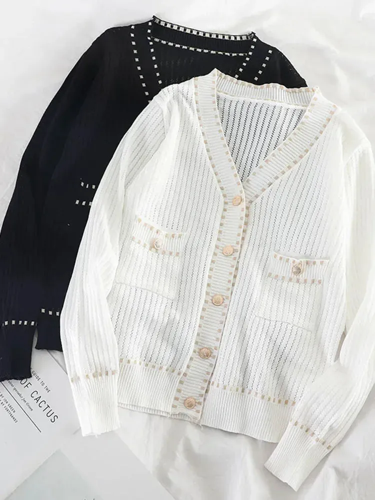 Znbbw Autumn Women's Cardigan New Single-breasted Stitching Cardigan Korean Style Loose and Thin Knit Female Sweater Coat LL295 - Image 4