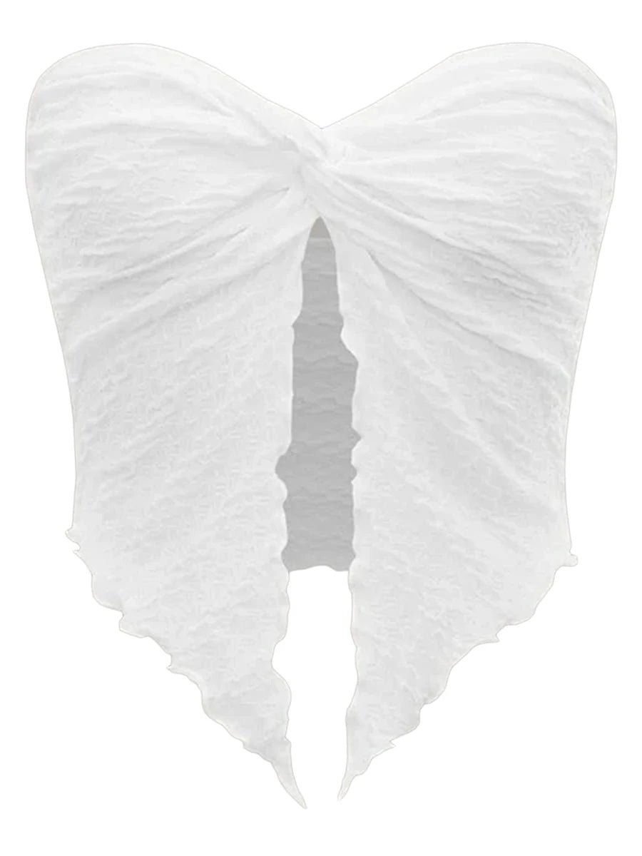 Znbbw Women Y2k Ruched Off Shoulder Tube Tops Strapless Front Open Tops Backless Bandeau Crop Top Sexy Streetwear - Image 5