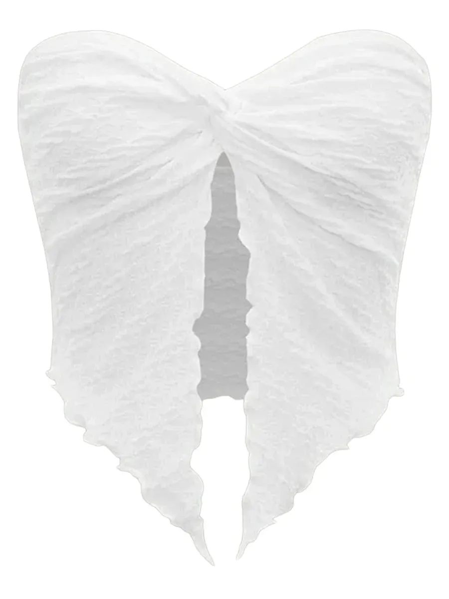 Znbbw Women Y2k Ruched Off Shoulder Tube Tops Strapless Front Open Tops Backless Bandeau Crop Top Sexy Streetwear 0410 - Image 5