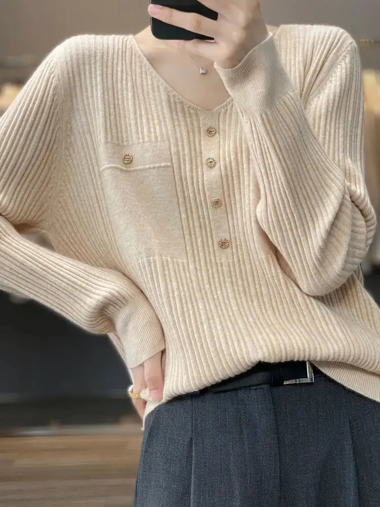 Znbbw Women Sweater and Pullovers Fall Winter New Skinny Jumpers V-neck Basic Warm Sweater Pullovers Warm Winter Sweater - Image 2